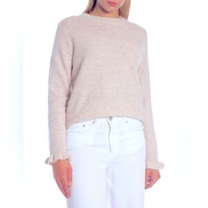 Selected Femme, size XXL wool/alpaca cream long sleeve frilled cuff sweater